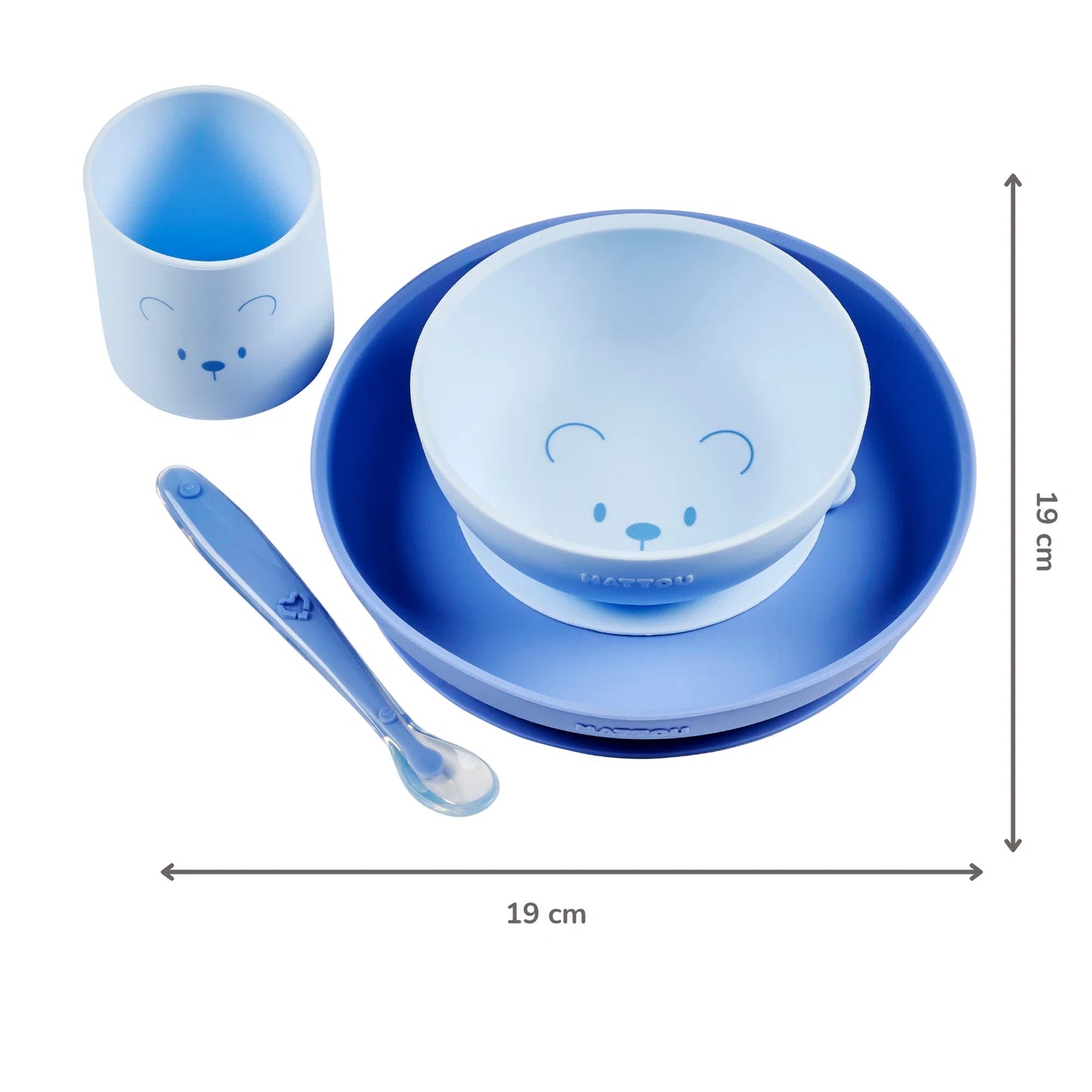 Силиконов комплект за хранене Bear Blue 4 части Nattou