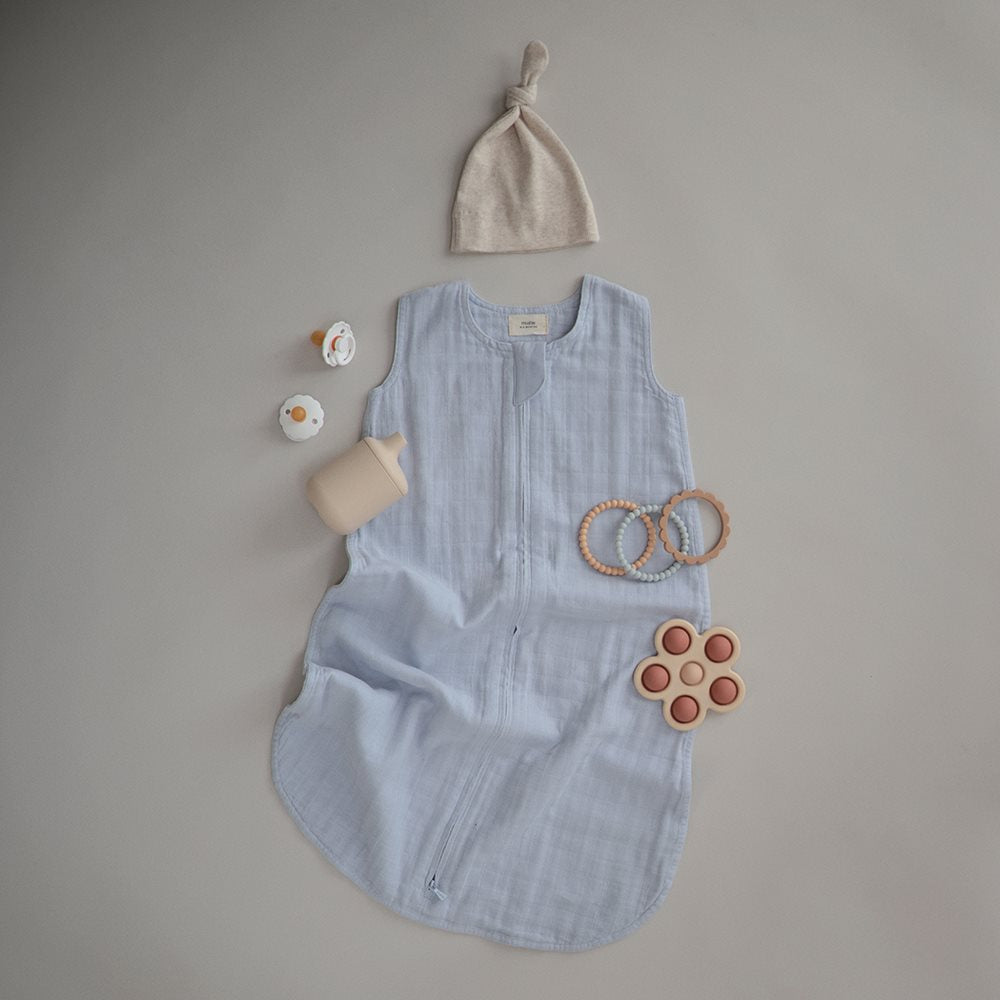 Муселиново спално чувалче Mushie Baby Blue 0-6 м