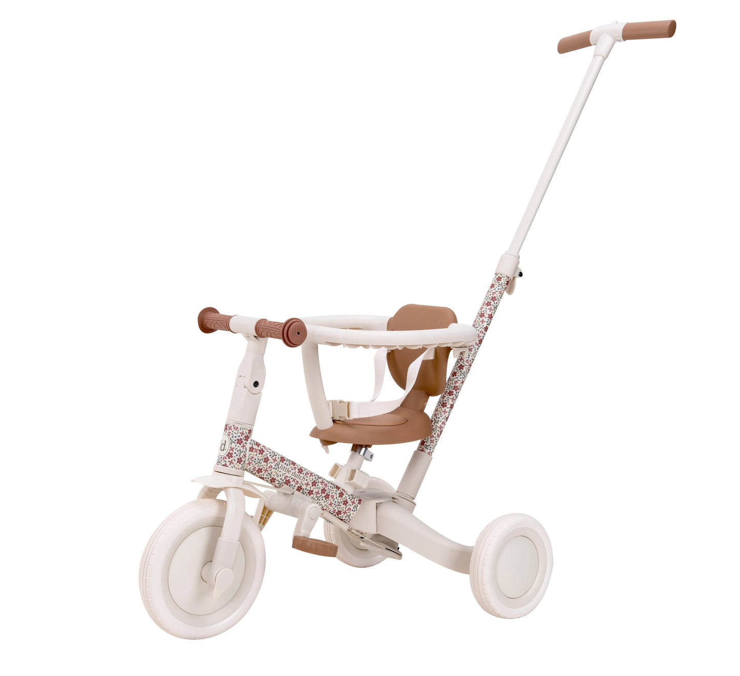 Триколка с дръжка за бутане 4-в-1 Little Dutch Off White