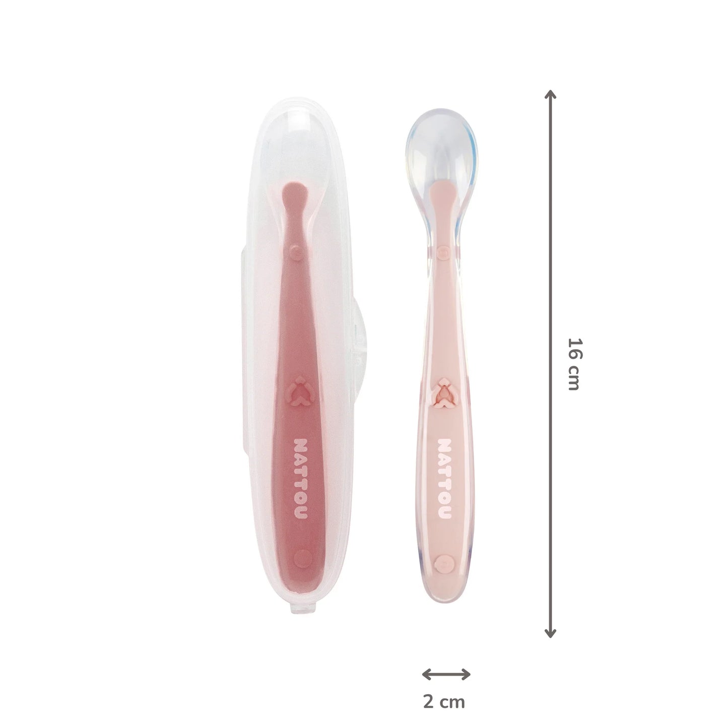 Силиконови лъжички с Кейс Powder Pink 2 броя Nattou