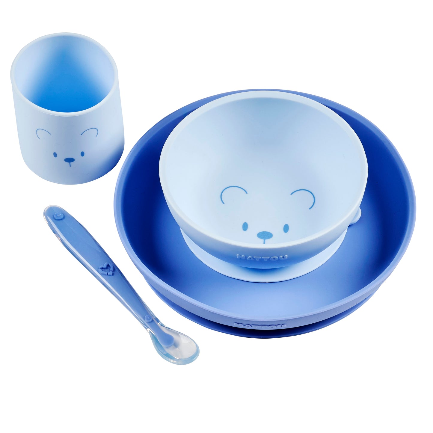 Силиконов комплект за хранене Bear Blue 4 части Nattou