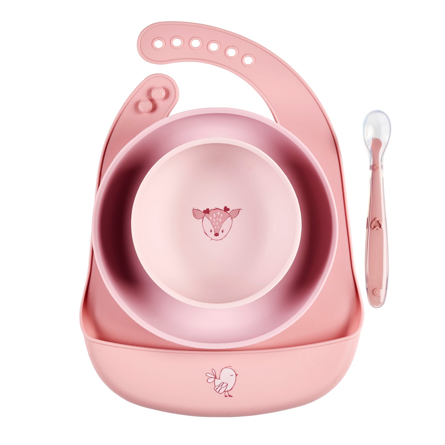 Силиконов комплект за хранене Pink 4 части Nattou