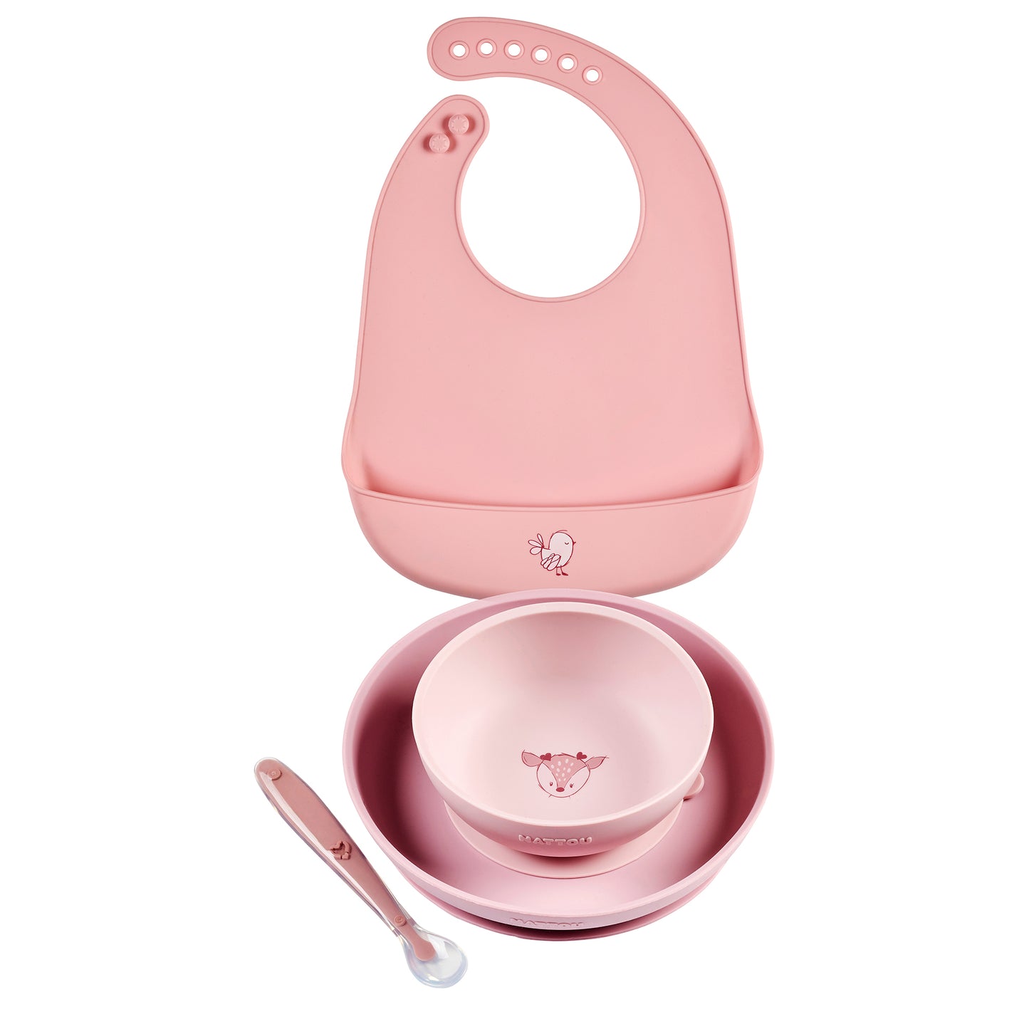Силиконов комплект за хранене Pink 4 части Nattou
