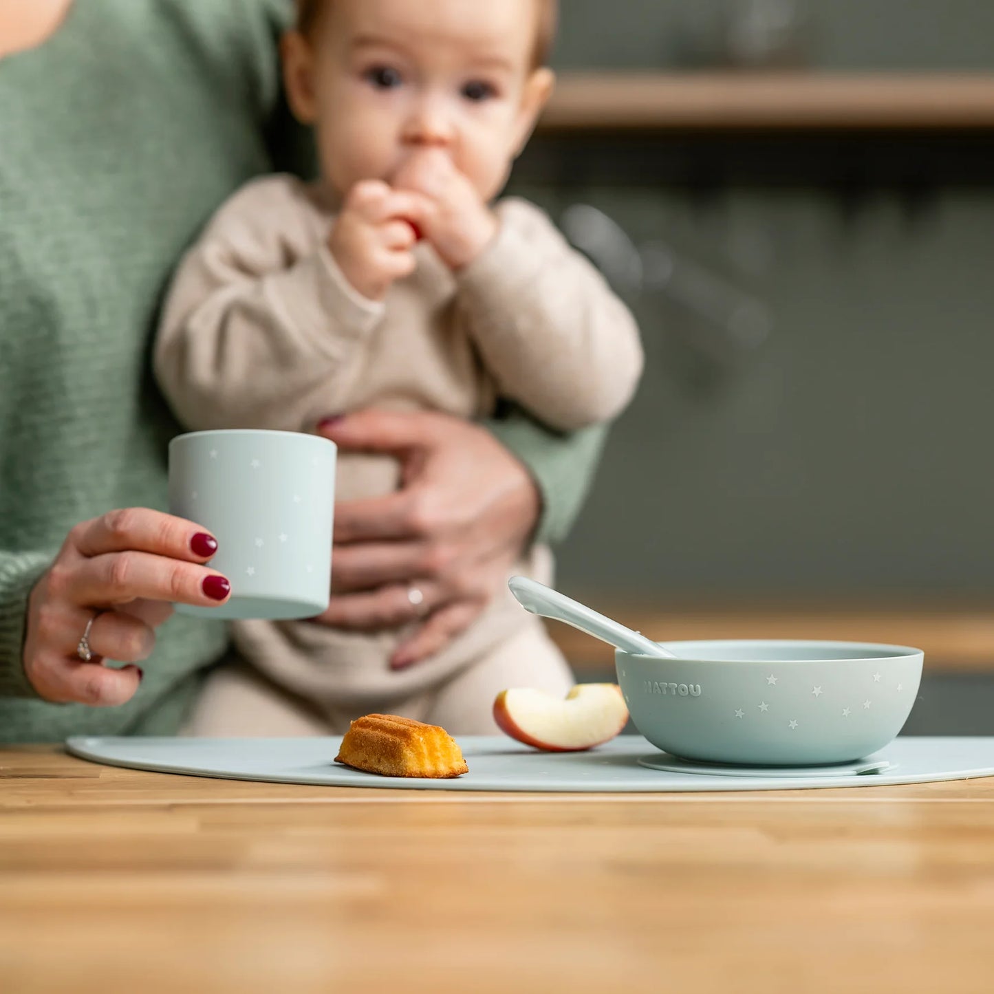 Силиконов комплект за хранене 4 части green