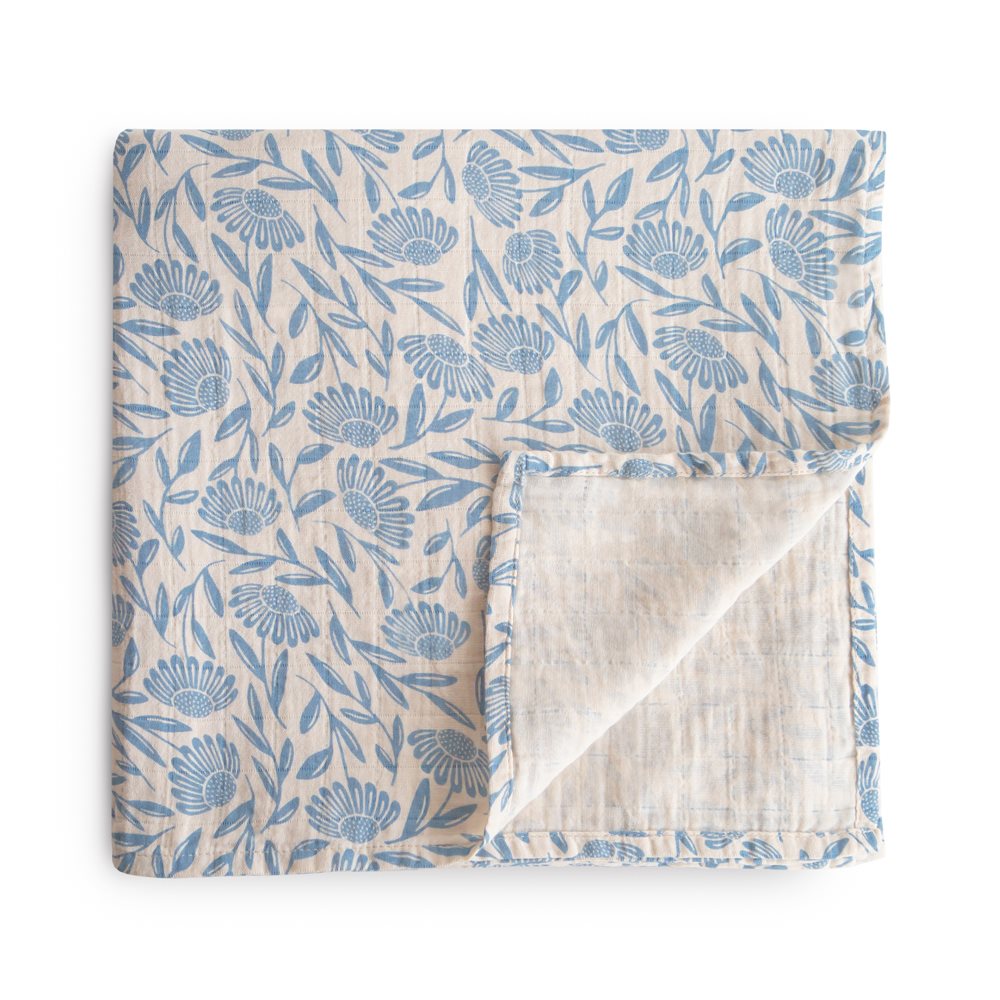 Муселинова пелена Mushie Blue Flowers 120х120