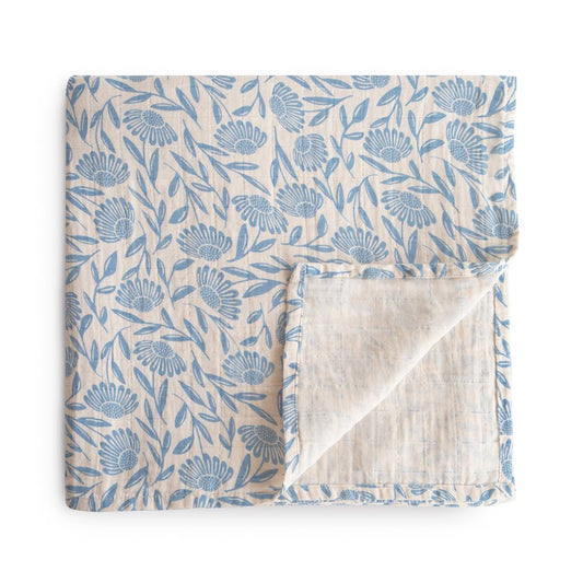 Муселинова пелена Mushie Blue Flowers 120х120