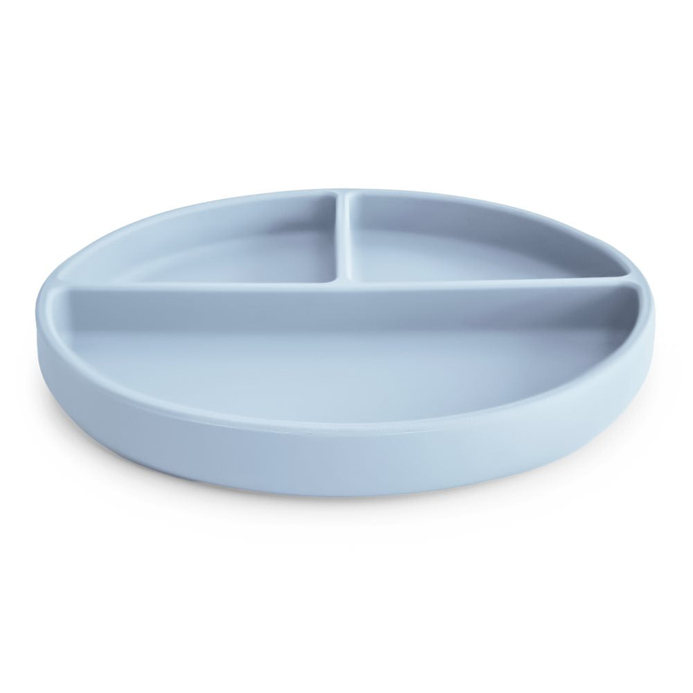 Силиконова чиния със залепваща основа Powder Blue Mushie