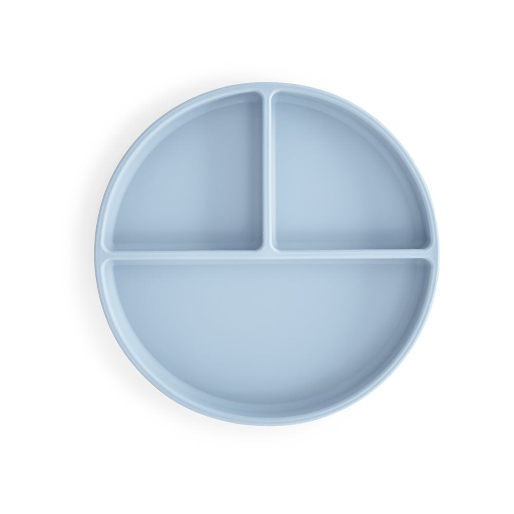 Силиконова чиния със залепваща основа Powder Blue Mushie
