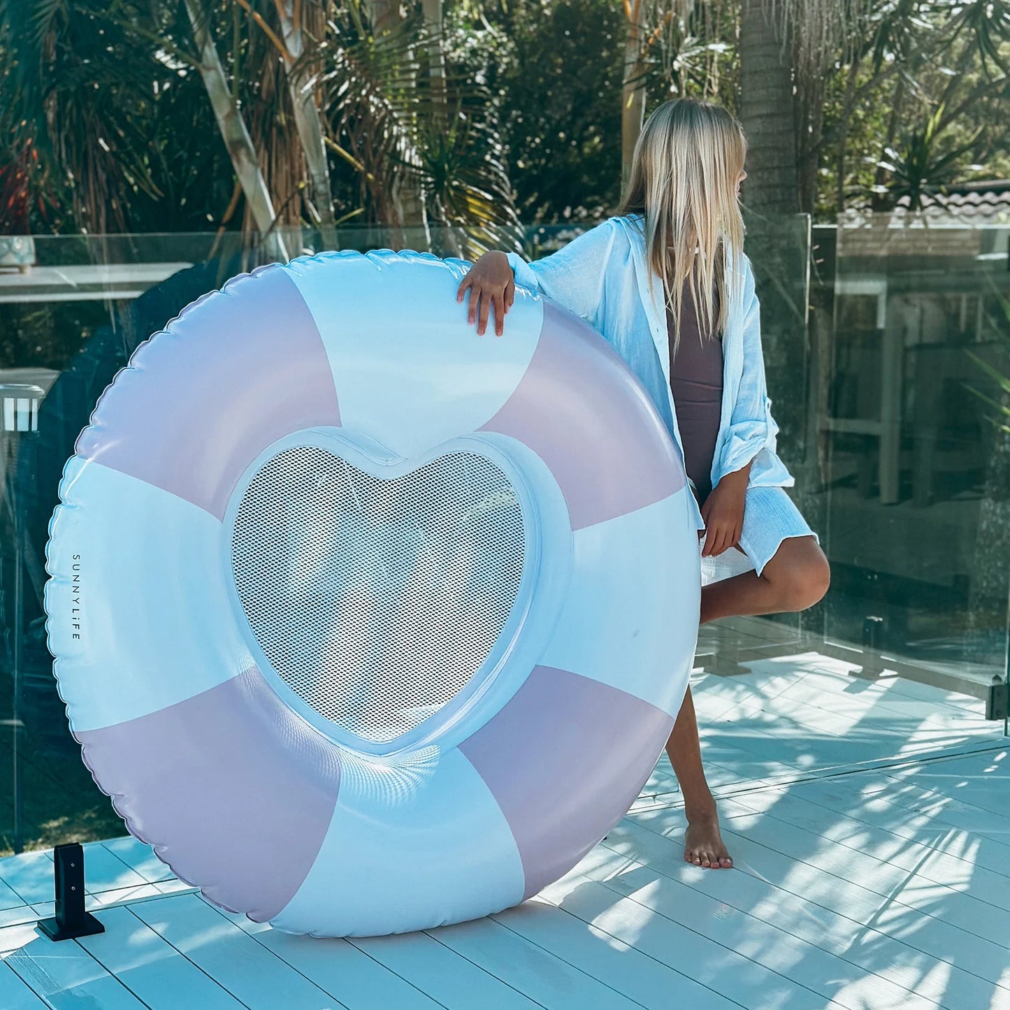 Луксозен Надуваем Пояс Stole My Heart Pink Stripe - Sunny Life