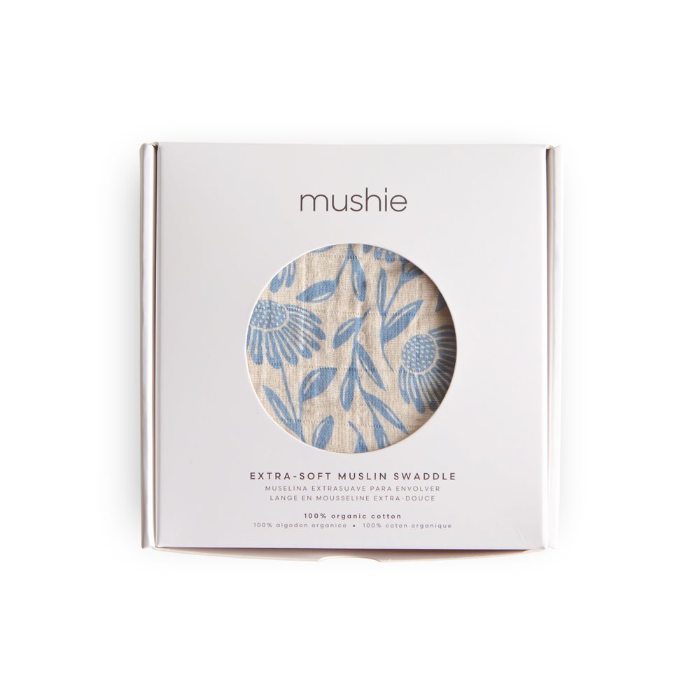 Муселинова пелена Mushie Blue Flowers 120х120