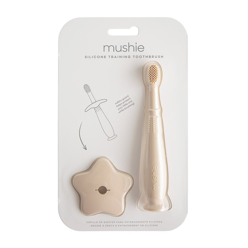 Четка за зъби с ограничител Mushie Cambridge Blue