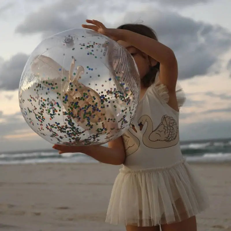 Надуваема плажна топка 3D Cotton Candy Glitter 35 см - Sunny Life