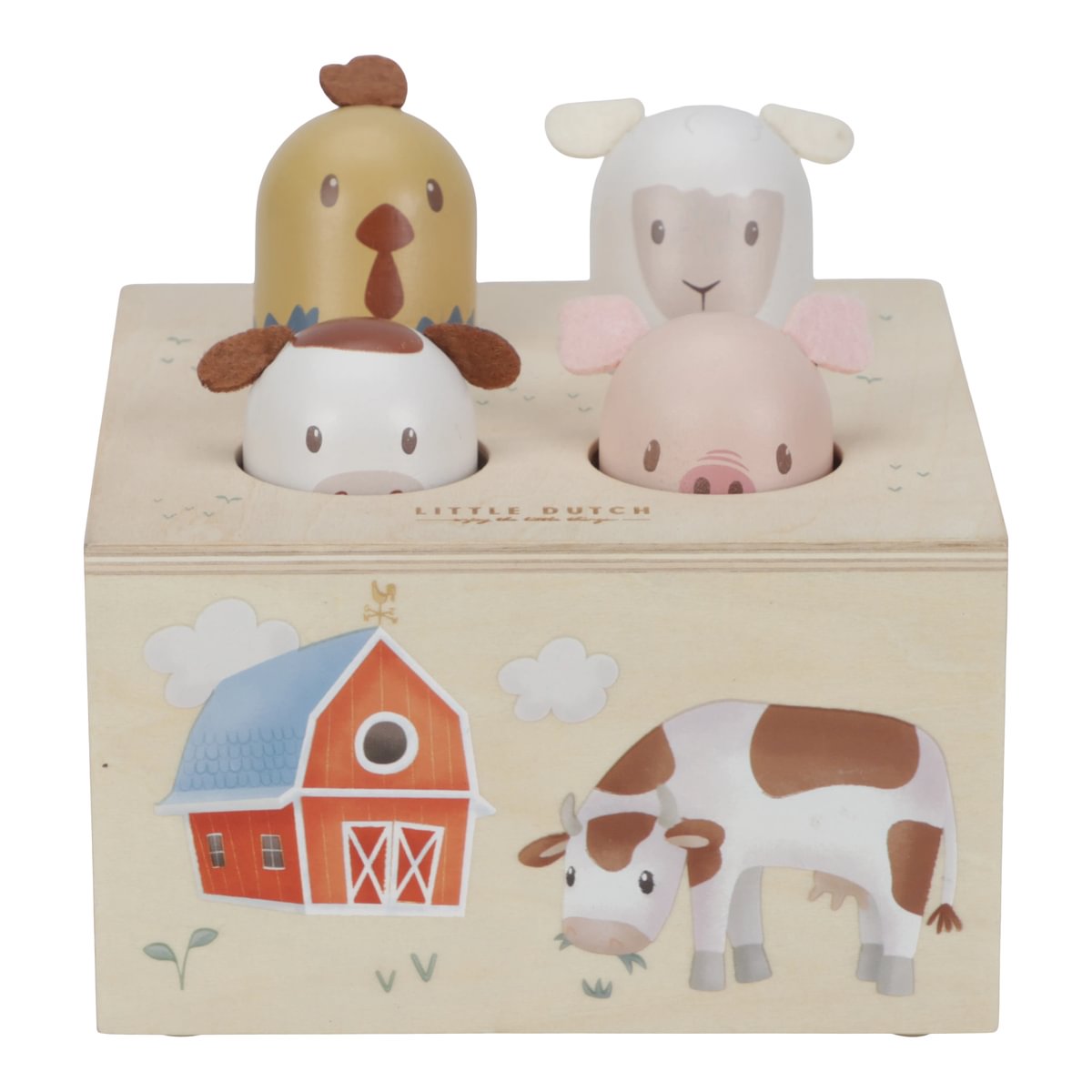 Дървена Бебешка Музикална Играчка Pop-Up Little Farm Little Dutch