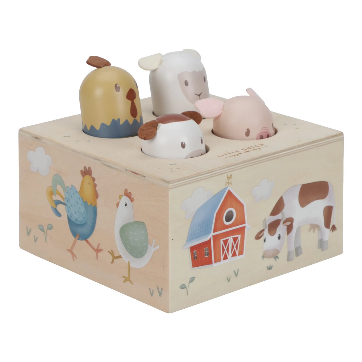 Дървена Бебешка Музикална Играчка Pop-Up Little Farm Little Dutch